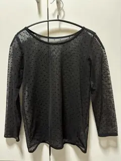 kaene 【新品未使用】ブラックドットチュールメッシュトップス