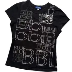 y2k バーバリー ブルーレーベル 半袖シャツ　ビッグ ロゴ 黒 シルバー