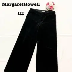 マーガレットハウエル　レディース　コーデュロイ　ワイドパンツ　ブラック　黒　L