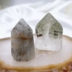 天然石　レア　DT貫入水晶＆千層ガーデンミニタワー