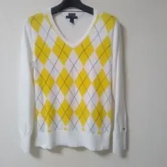 TOMMY HILFIGER　レディース　アーガイルパターン VネックM