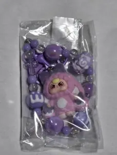 ベイビースリー ぷくっとアングリーフェイス ビーズストラップ キーホルダー 紫