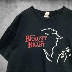 BOOK ムービー Tシャツ 古着 黒 美女と野獣 公式 映画 アニメ キャラ
