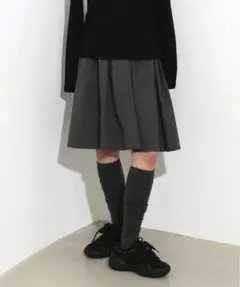 FOLLOWIN Aラインバンディングミディアム丈スカート プリーツスカート