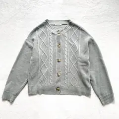 ehka sopo エヘカソポ グリーン ケーブルニット カーディガン 長袖