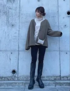 UNIQLO ボアフリースクルーネックカーディガン M 美品