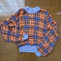 Jouetie ジュエティー KANGOL チェック柄バルーンスリーブニット