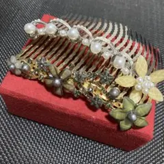 巻き髪コーム お花 櫛形　髪飾り