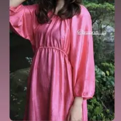 BUNON Back Button Blouse シルクブラウス　ピンク　ブノンのサムネイル