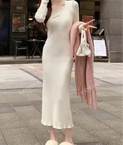 SHEIN リブニットタイトワンピース JP-S(S)