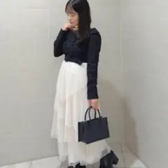 evelyn チュールドッキングツイードワンピース