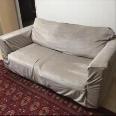 ソファーカバー 2人掛け 肘あり 伸縮抜群（140～175cm）　グレージュ