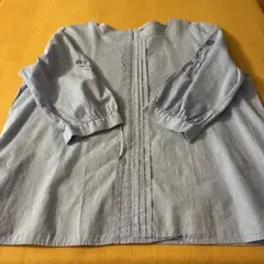 刺繍入り 五分袖ブラウス ライトブルー4L