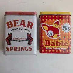 【ブリキ缶ケース/小物入２点１組】ベア・スプリングス＆バピエ（ユーズド品）