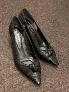 DIANA 黒 レザー ツイストデザイン ヒール　24.5