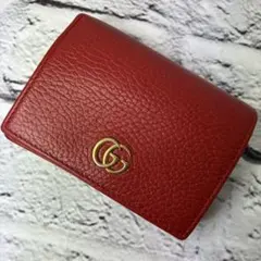 グッチ✨マーモント ゴールド金具 シボ革 二つ折り財布 コイン・カードケースのサムネイル