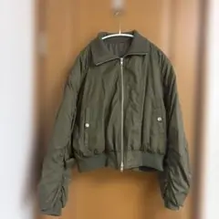 カーキジッパー付き ナイロンジャケット FREEサイズ