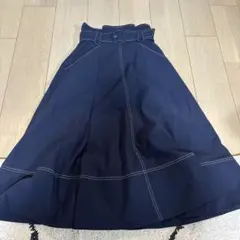 REDYAZEL ネイビーフレアスカート ベルト付き