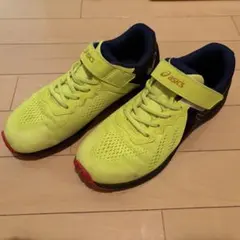 【中古品】asics キッズ スニーカー イエロー/ネイビー 23.5cm