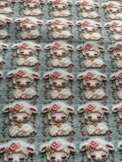 ‪ஐ‬⋆*刺繍 ひつじ2 3Dプリント 生地ダブル幅約45×145