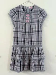 ミキハウス チェック柄フリルワンピース 140cm