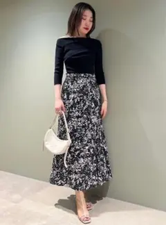 美品 SNIDEL☆ジャガードプリントスカート☆ブラック1