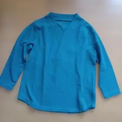 ターコイズ Vネック 長袖カットソー Mサイズ