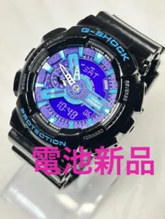 CASIO G-SHOCK 아나데지 맨즈 손목시계 블랙×퍼플 배터리 새