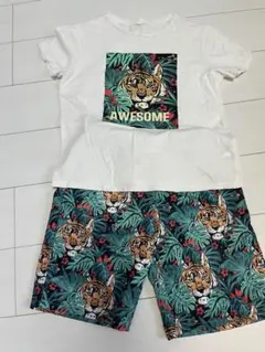 トラ柄Tシャツとショートパンツセット