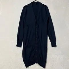 PaulSmit/ロングカーディガン/綿100%/Vネック/リボン/ネイビー/M