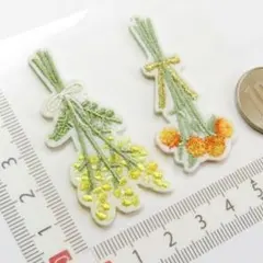 【2種セット】ドライフラワー 刺繍 アイロンワッペン アップリケ Flower