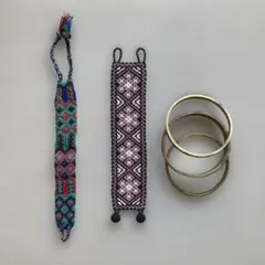 ビーズブレスレットとバングル3個セット