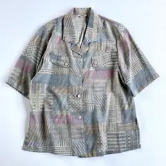 used レトロ 総柄 デザイン ブラウス 古着 ヴィンテージ vintage