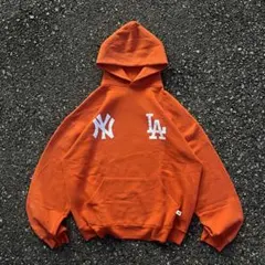 russell 00s 90s USA製 パーカー　NY LA 短丈 シティー