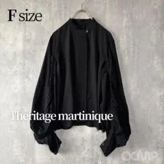 美品✨レリタージュマルティニーク ピンタックブラウス 黒 ギャザースリーブ