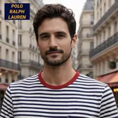 ポロラルフローレン　POLO RALPH LAUREN 首赤　ネイビーボーダー