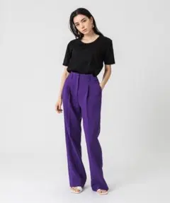 レディース センタープレス ワイドスラックス Sサイズ　紫　パープル