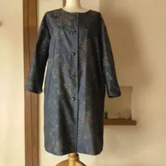 大島紬のコート　着物リメイク