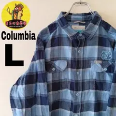 USA古着 Columbia　ネルシャツL　ライトブルーブラック　チェック