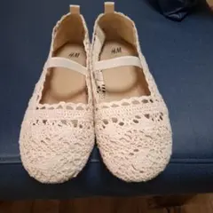 H&M アイボリー レース編み バレエシューズ　フォーマルシューズ19.5センチ