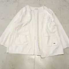 Rose Tiara ローズティアラ パール装飾カーディガン 46 大きいサイズ