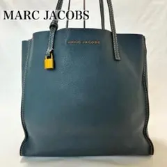 【美品/南京錠チャーム付】マークジェイコブス トートバッグ レザー A4可 紺色