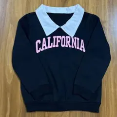 【SHEIN】襟付き CALIFORNIA ロゴ トレーナー ／黒／120cm