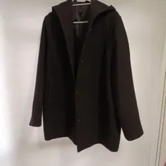 ユニクロ　ネイビー フード付きウールコート