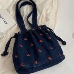 1回使用美品★Doux Belleデニム巾着バッグ パーキールーム ドゥーベル