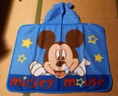 ミッキーマウス フード付きブランケット ポンチョ型 星柄 ブルー