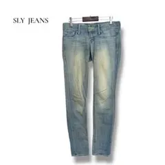スライSLYデニムパンツ Sブルー ヴィンテージ加工 ローライズ スキニー美脚
