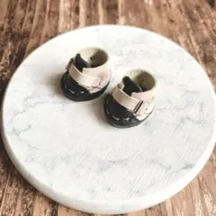 ぬい靴・本革/10㎝マスコット用　ブラック×ピンクのサムネイル