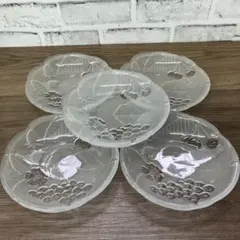 D-4 ガラスプレート 5枚セット フルーツ柄 デザート皿 フルーツ皿