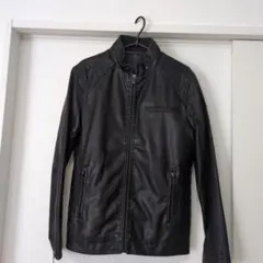 メンズブラック シングルライダースジャケット